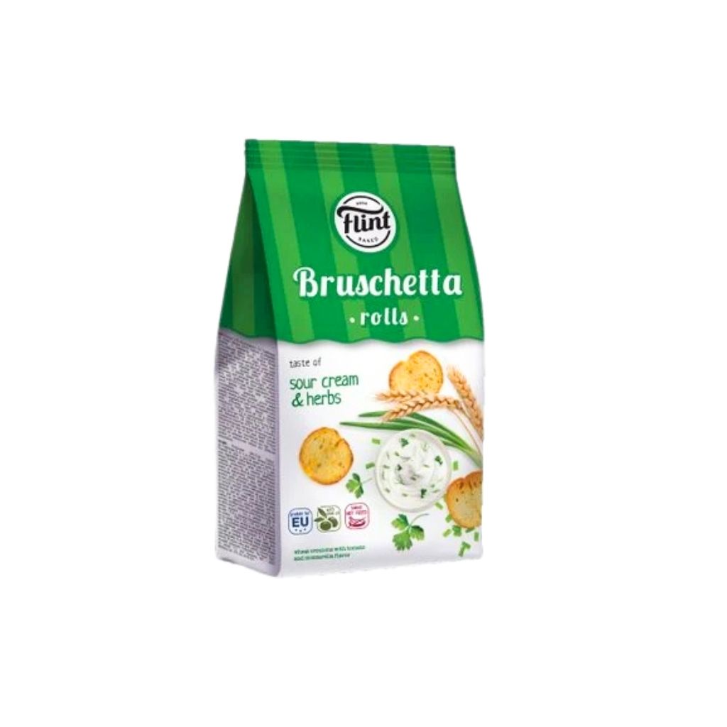 Sucharki pszenne pieczone o smaku śmietany z zieleniną Bruschetta Rolls “Flint” 65g