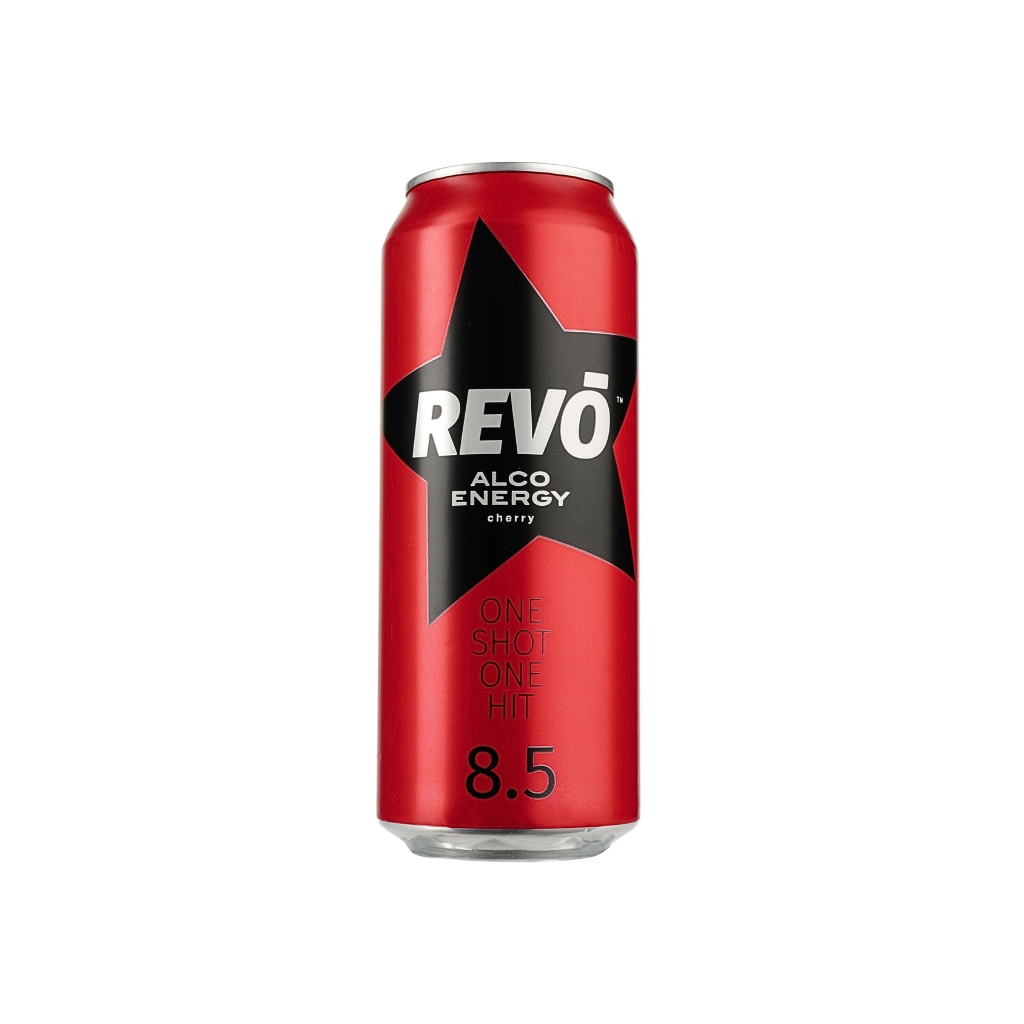 Napój energetyczny alkoholowy wiśniowy “Revo” pusz ZWR 500ml