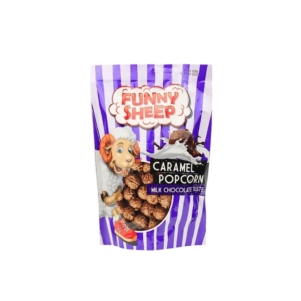Popcorn w karmelu z mleczną czekoladą”Funny Sheep” 100g