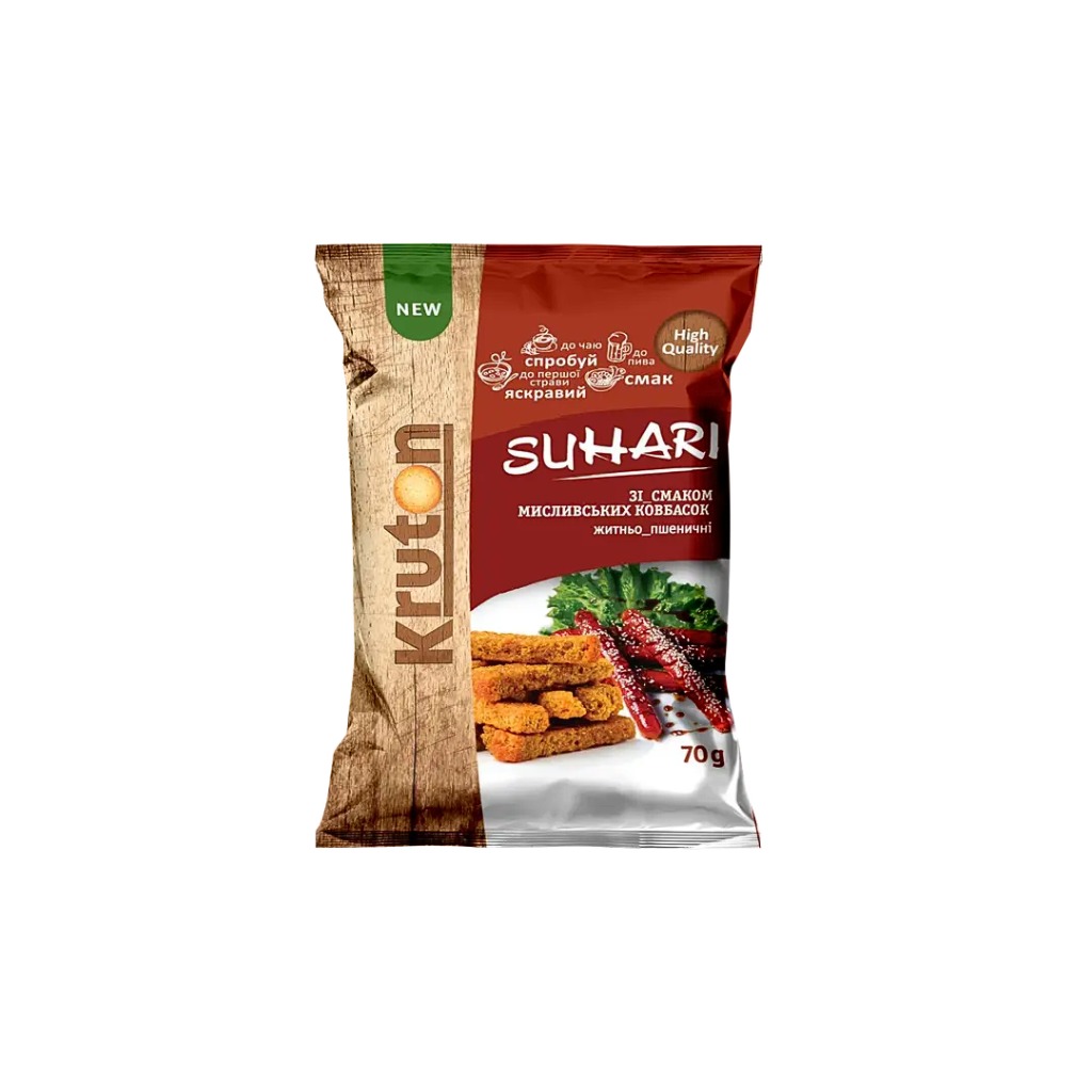 Sucharki żytnio-pszenne o smaku kiełbasek myśliwskich “Kruton” 70g