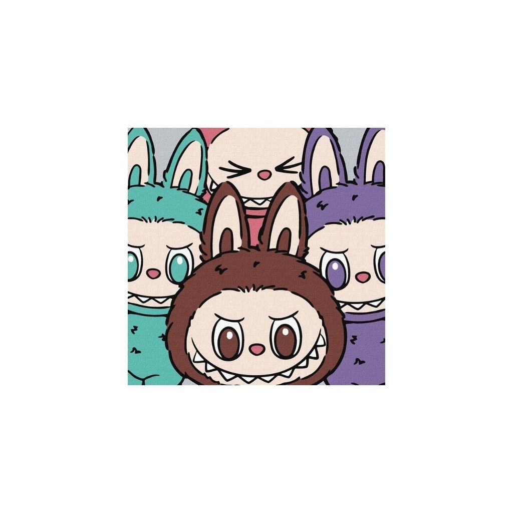 Zestaw do malowania po numerach “Ekipa Labubu” 25x25cm