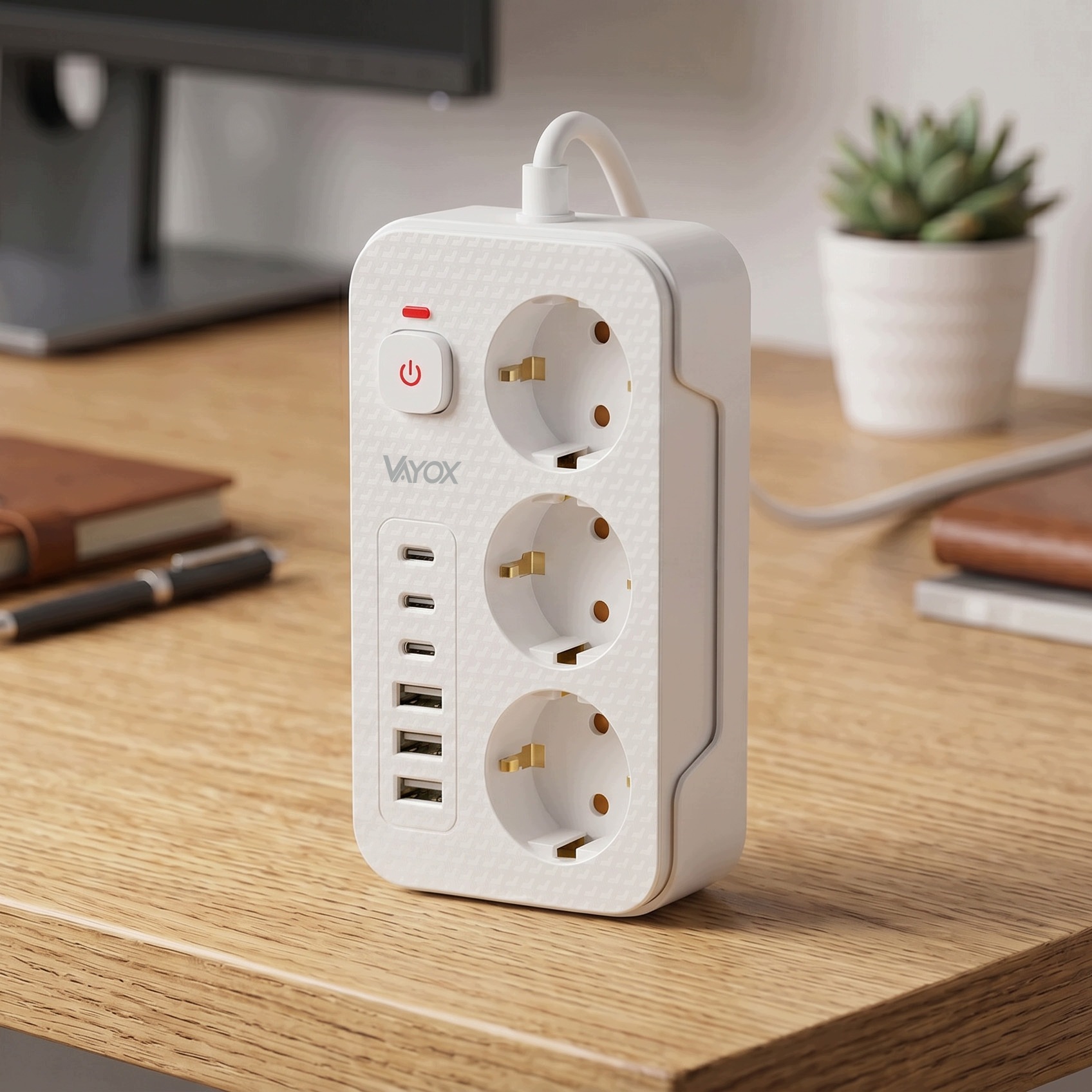 Porty USB i gniazda AC w listwie przedłużającej Vayox