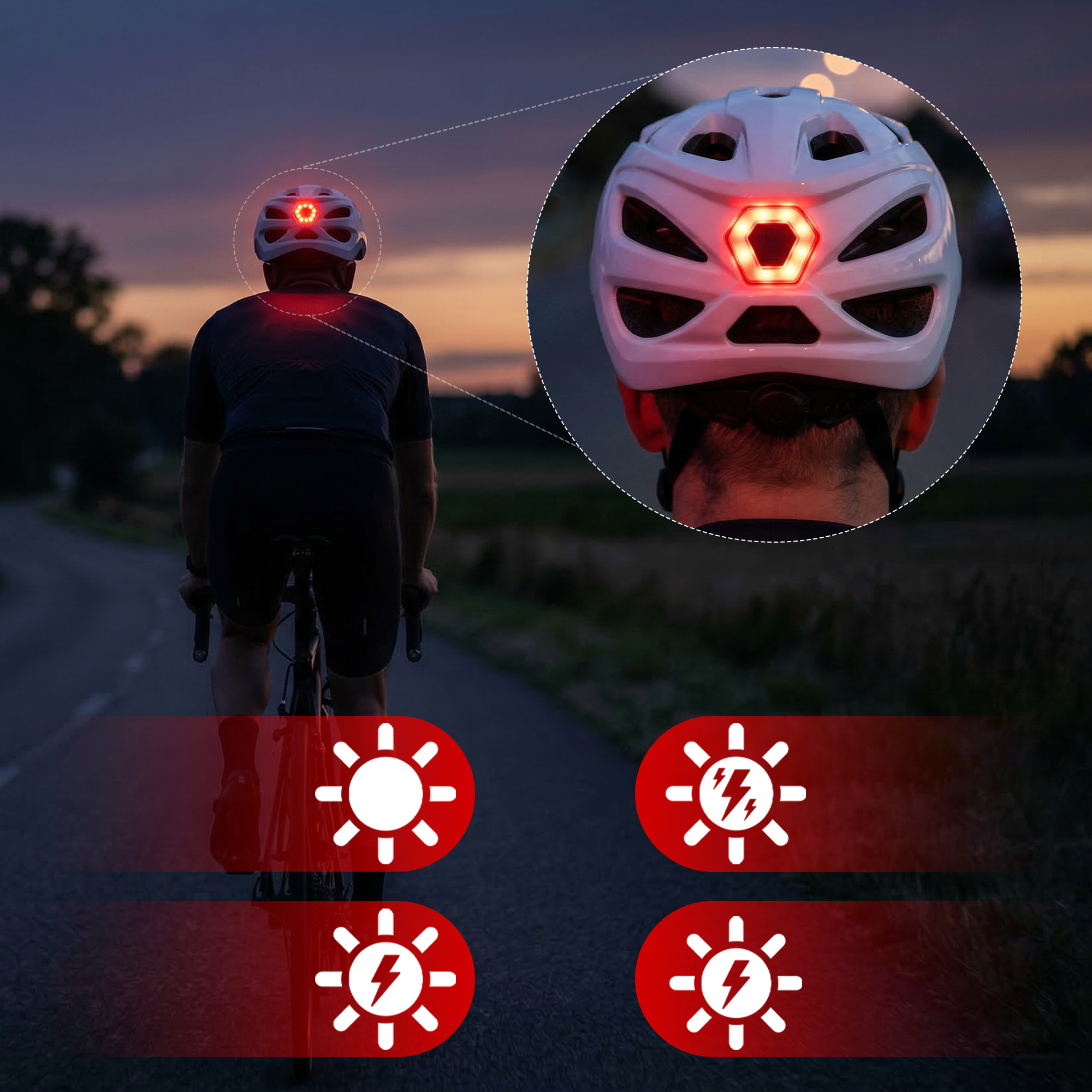 Tylna lampka LED wbudowana w kask rowerowy Vayox Speed
