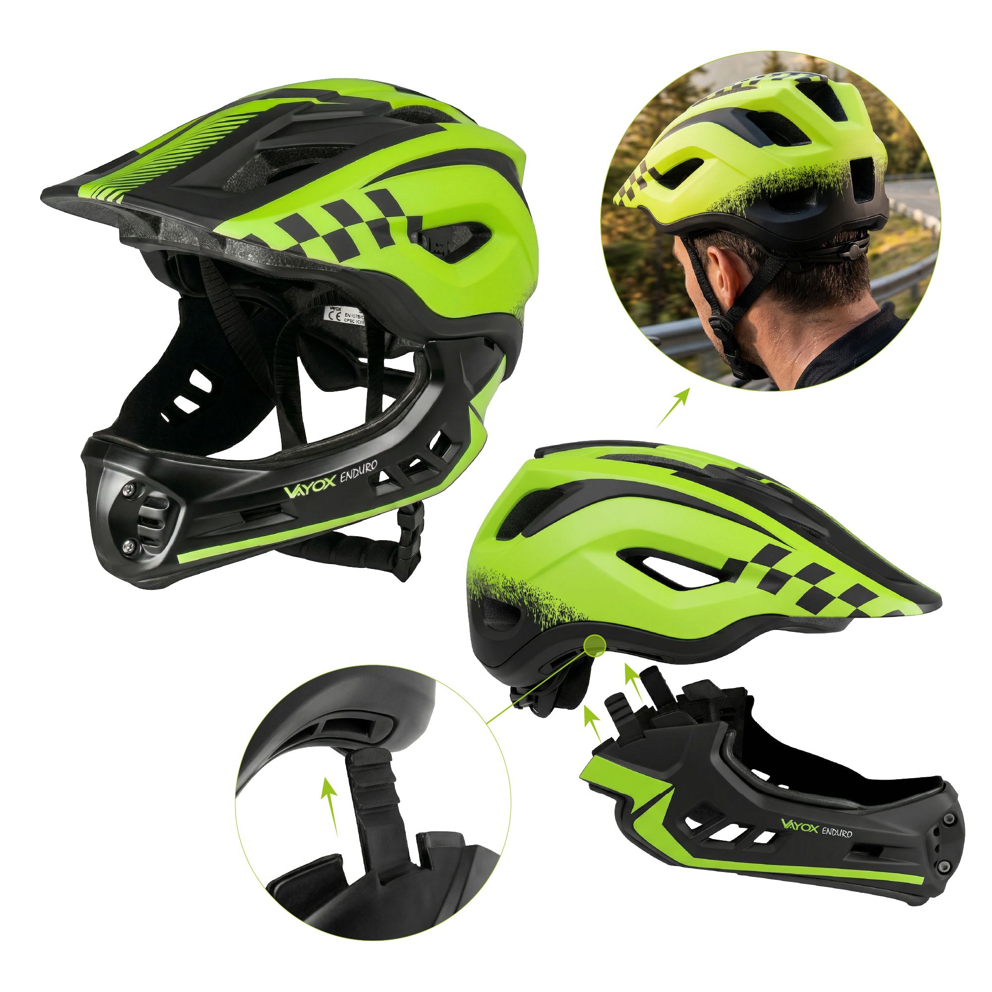 Kask Vayox Enduro w trybie MTB po odpięciu szczęki ochronnej