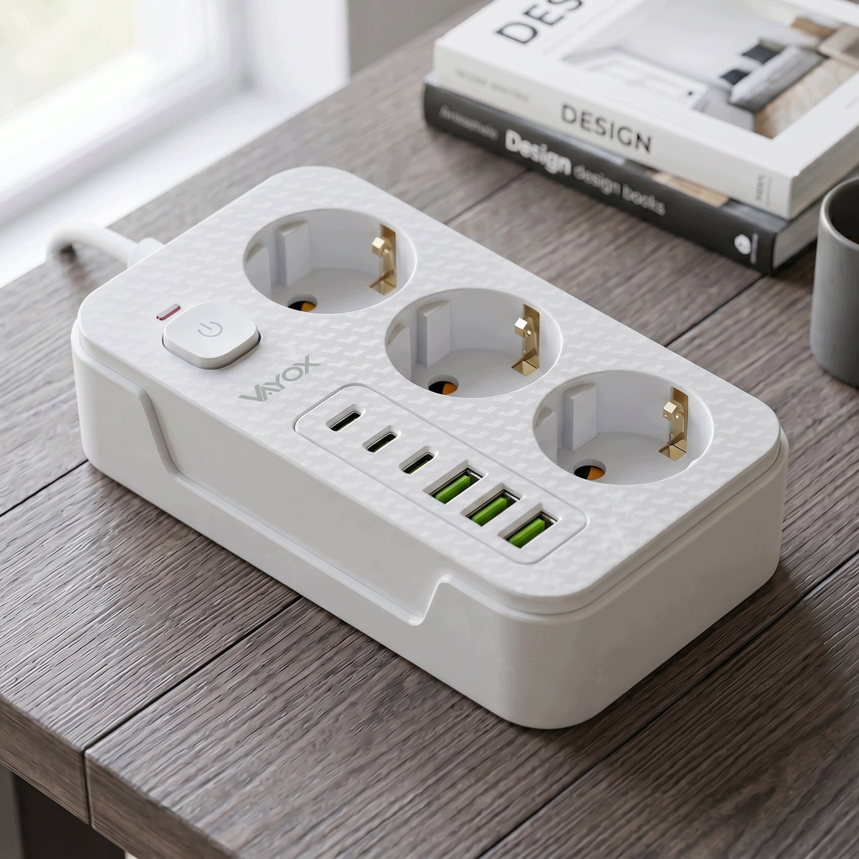 Biała listwa zasilająca Vayox 5m z gniazdami AC i USB