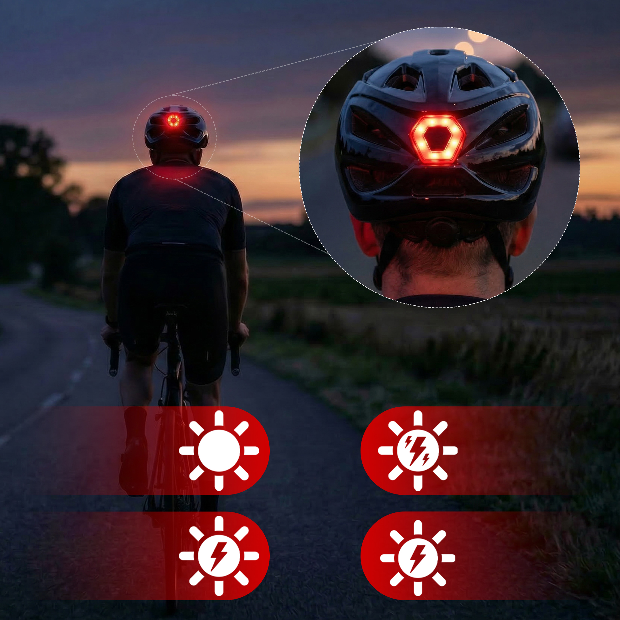 Tylna lampka LED wbudowana w kask rowerowy Vayox Speed