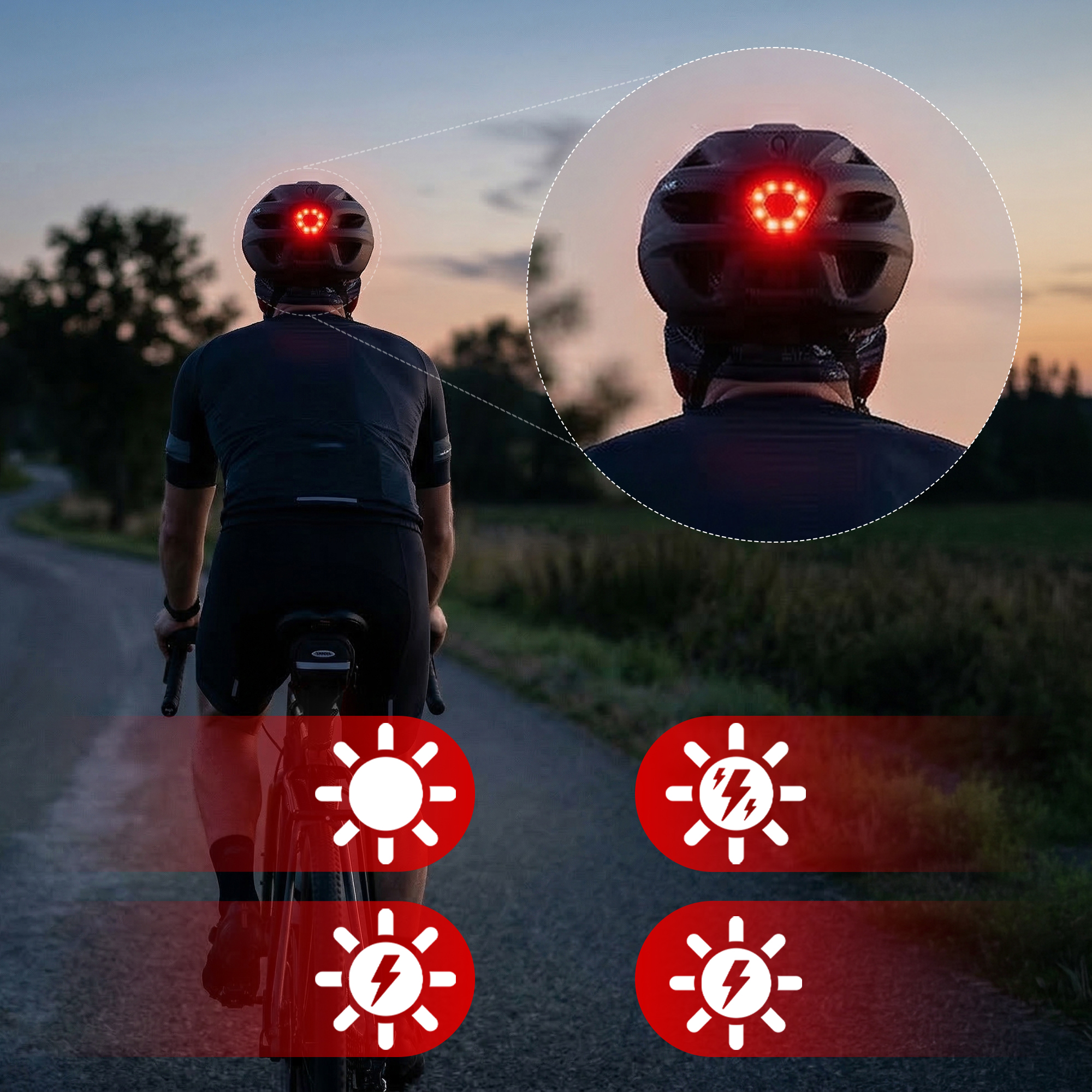 Wbudowana tylna lampka LED ładowana przez USB-C kask Vayox