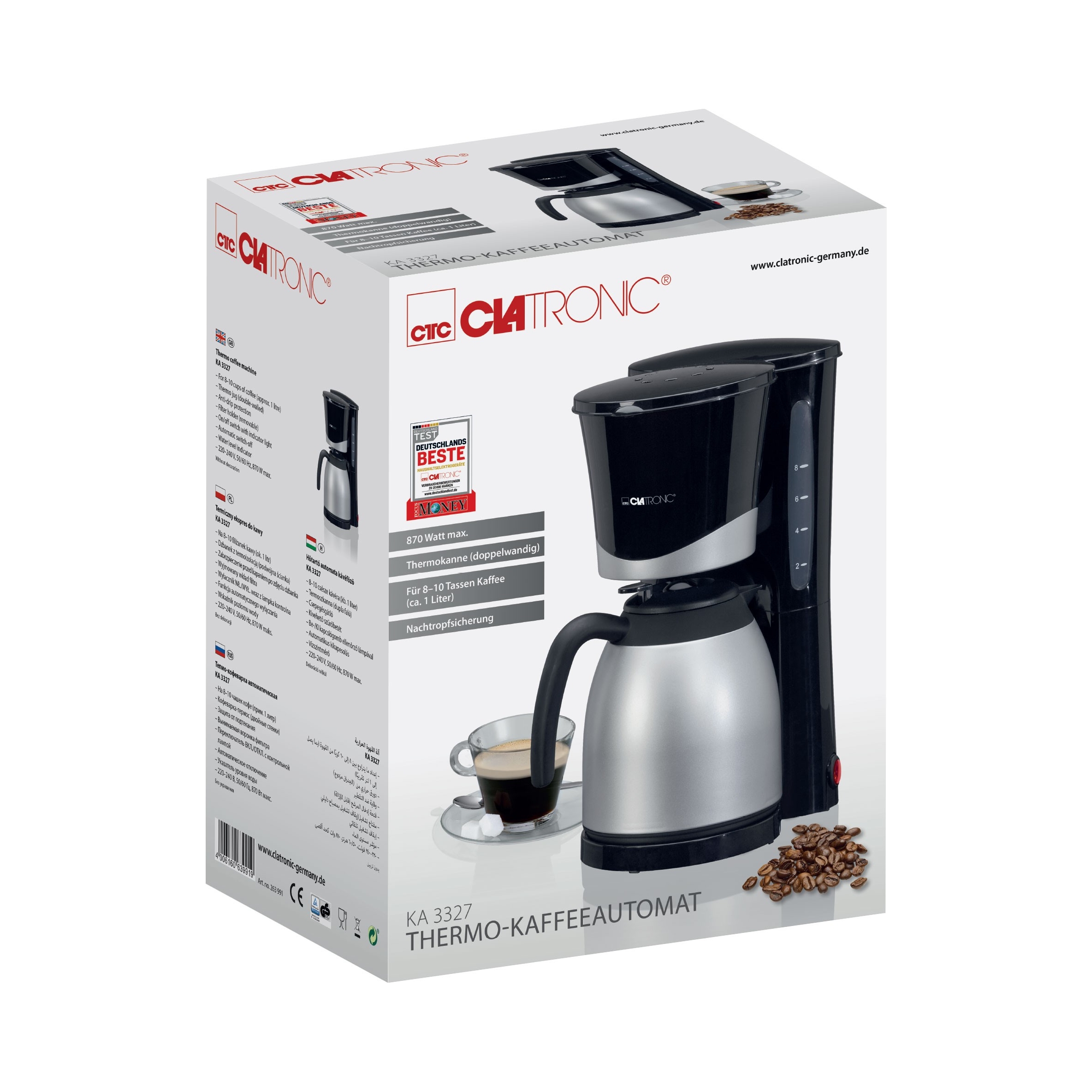 Clatronic KA 3327 – 8-10 filiżanek prosta obsługa