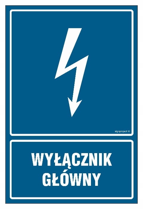 Wyłącznik Główny 10 X 15 Cm, Znak Płyta Niebieska