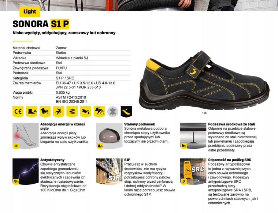 Sandały Robocze Buty Ochronne Safety Jogger Sonora S1P Oddychający 39