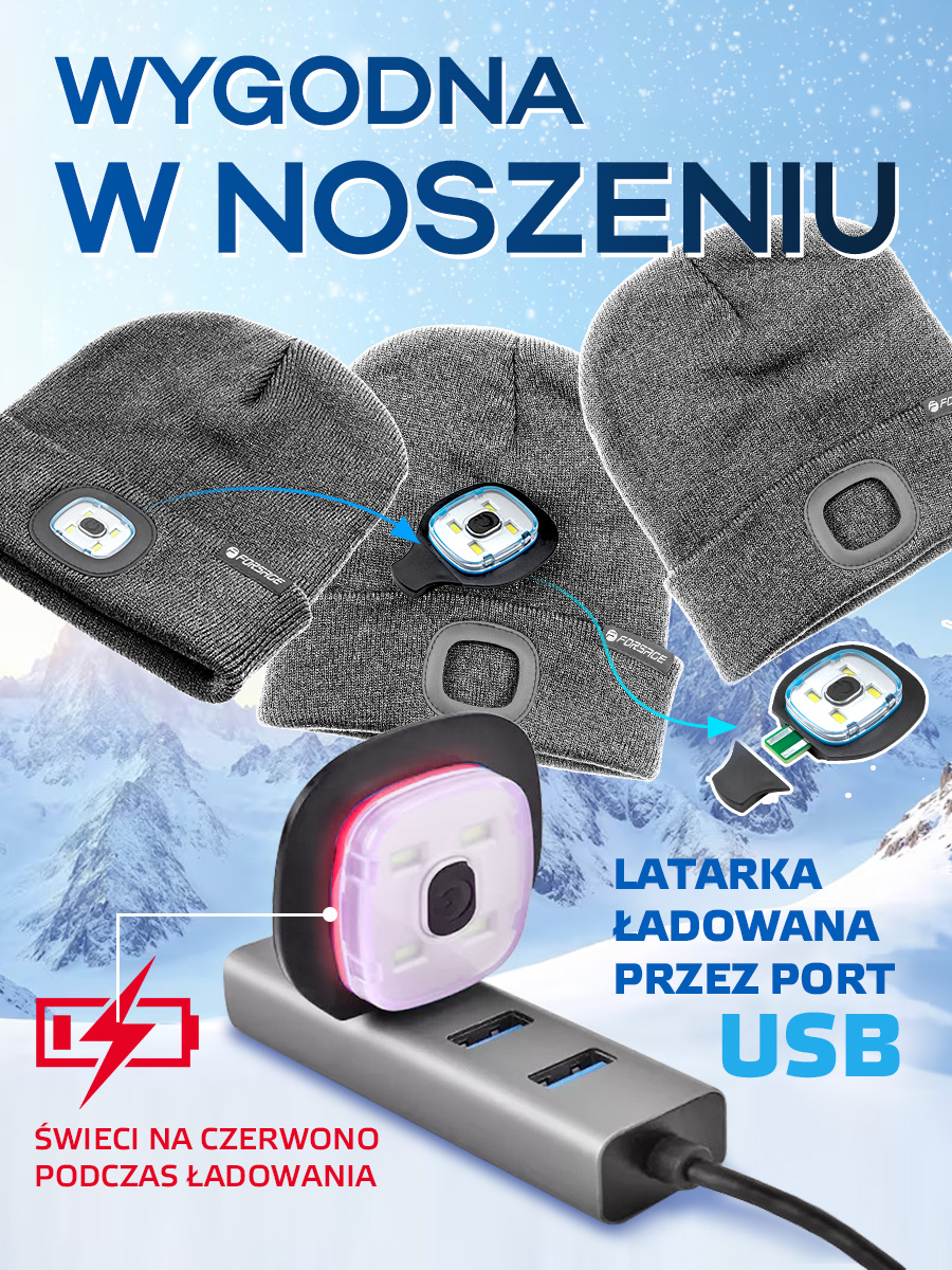 Czapka ROCKFORCE z odpinaną latarką akumulatorową