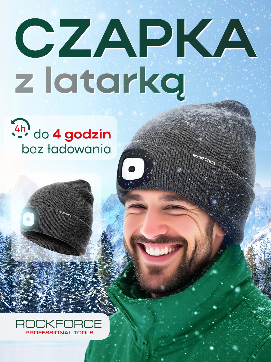 Czapka beanie ROCKFORCE RF-444 Grey z latarką