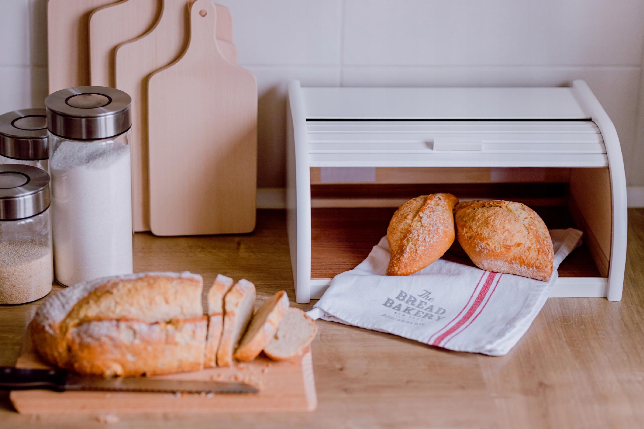 Chlebak Pojemnik Chleb Pieczywo Drewniany Biały