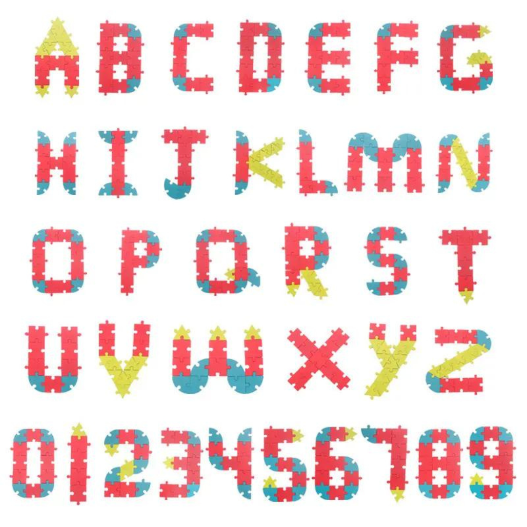 DREWNIANE PUZZLE EDUKACYJNE DLA DZIECI NIEBIESKO - CZERWONO - ŻÓŁTE