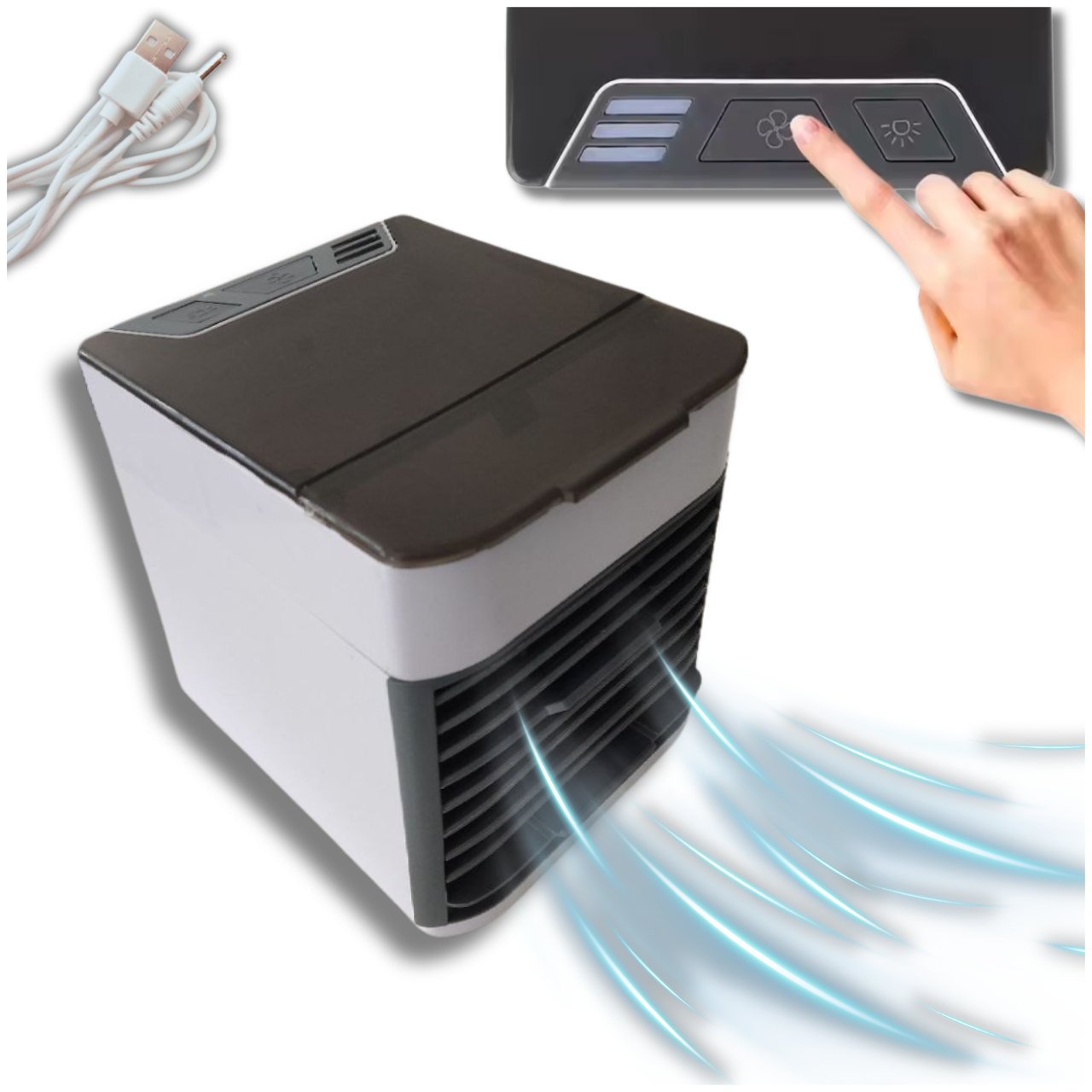 KLIMATOR MINI NA WODĘ I LÓD USB PRZENOŚNY MAŁY WENTYLATOR NAWILŻACZ 3W1