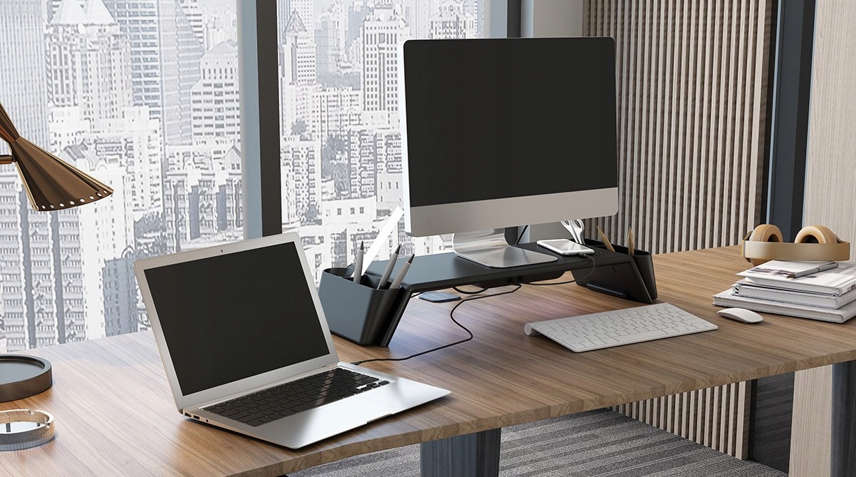 Podstawka pod monitor ekran nadstawka z indukcją UV SPP-104B czarna