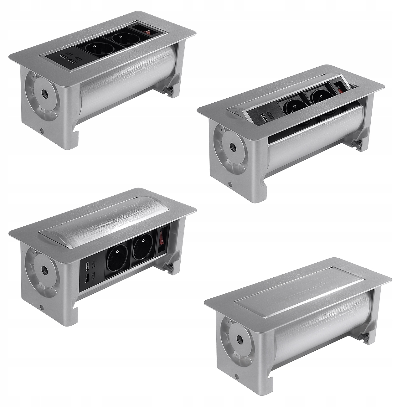 Gniazdo obrotowe wpuszczane do biurka blatu mediaport 230v SPS-O24S