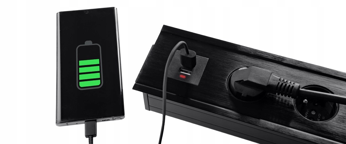 Gniazdo blatowe do biurka chowane rozsuwany mediaport USB SPS-S24S