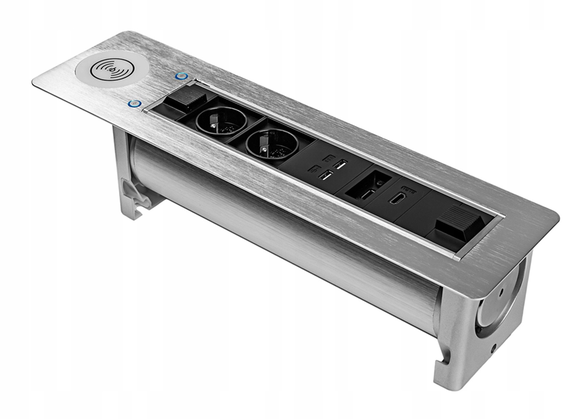 Gniazdo obrotowe blatowe do biurka mediaport indukcja HDMI SPS-E25S