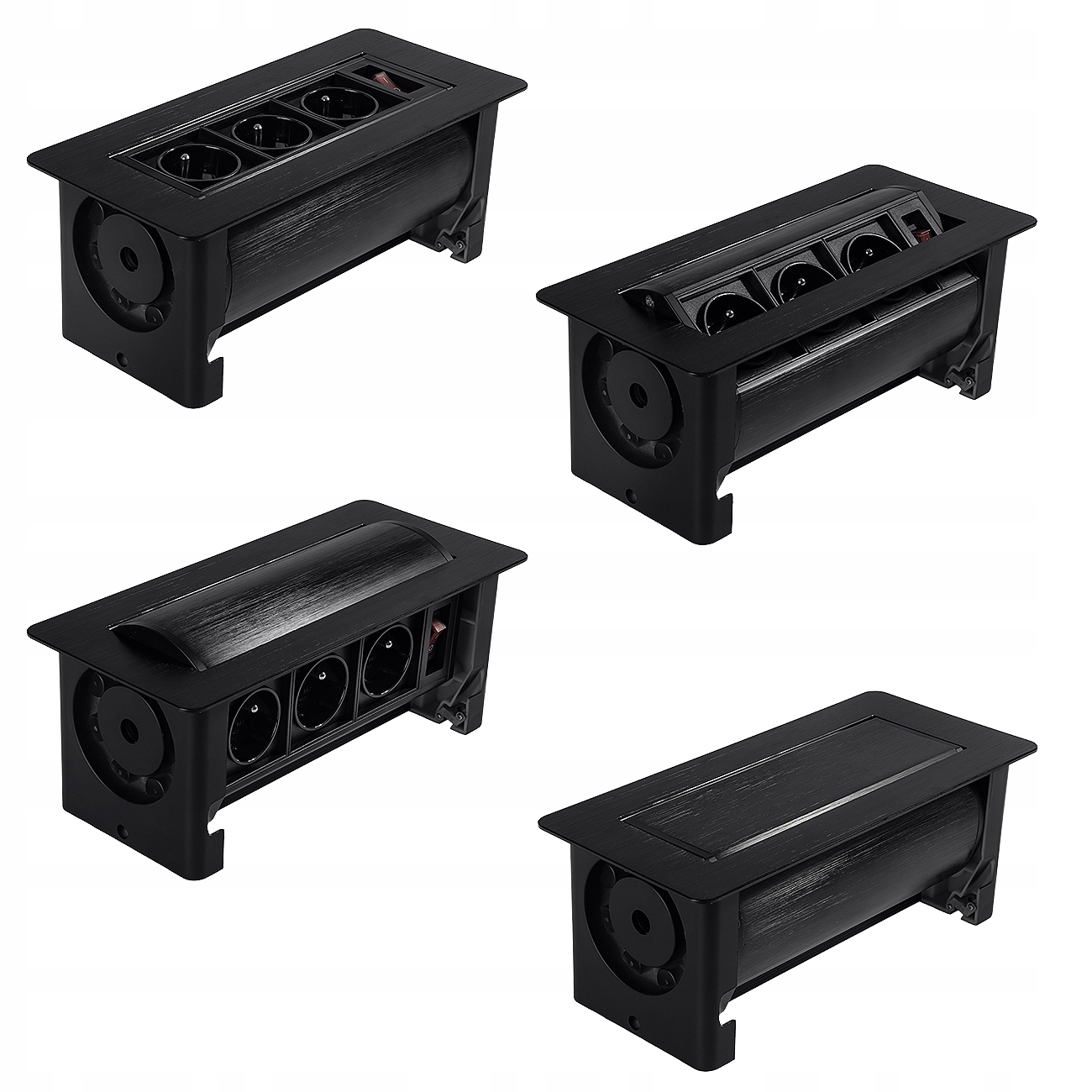 Gniazdo blatowe wpuszczane do biurka obrotowe mediaport 230v SPS-O33B