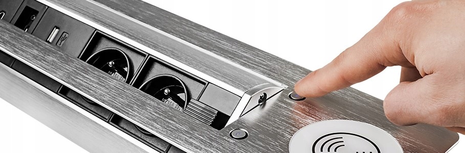Gniazdo obrotowe blatowe do biurka mediaport indukcja HDMI SPS-E25S