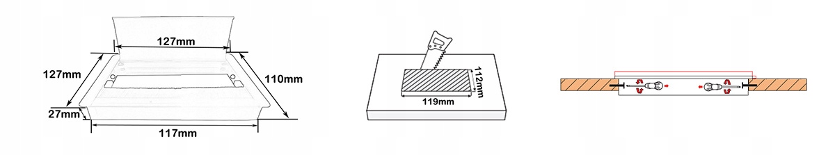 Przepust przelotka ze szczotką na kable przewody do blatu SPS-G01B