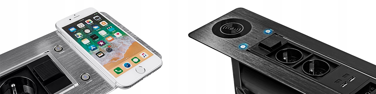 Gniazdo obrotowe blatowe do biurka mediaport indukcja HDMI SPS-E25S