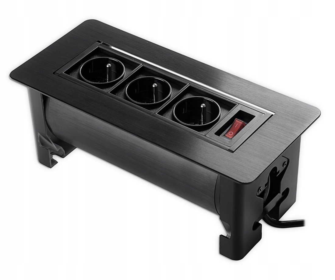 Gniazdo blatowe wpuszczane do biurka obrotowe mediaport 230v SPS-O33B