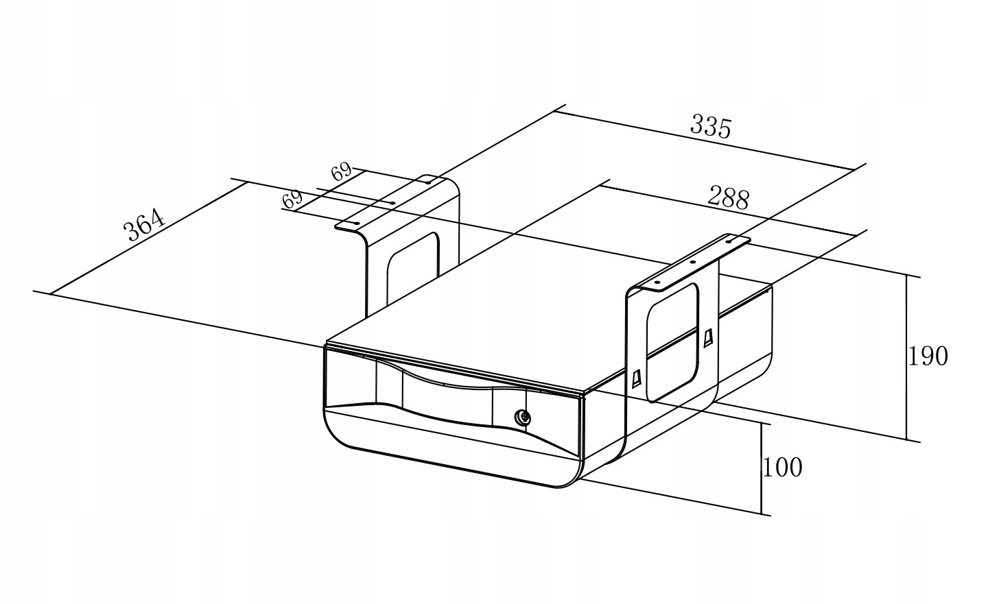 Podblatowa szuflada kontenerek półka pod biurko SPB-121W biały