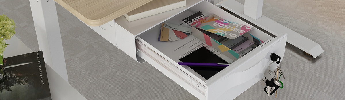 Podblatowa szuflada kontenerek półka pod biurko SPB-121W biały