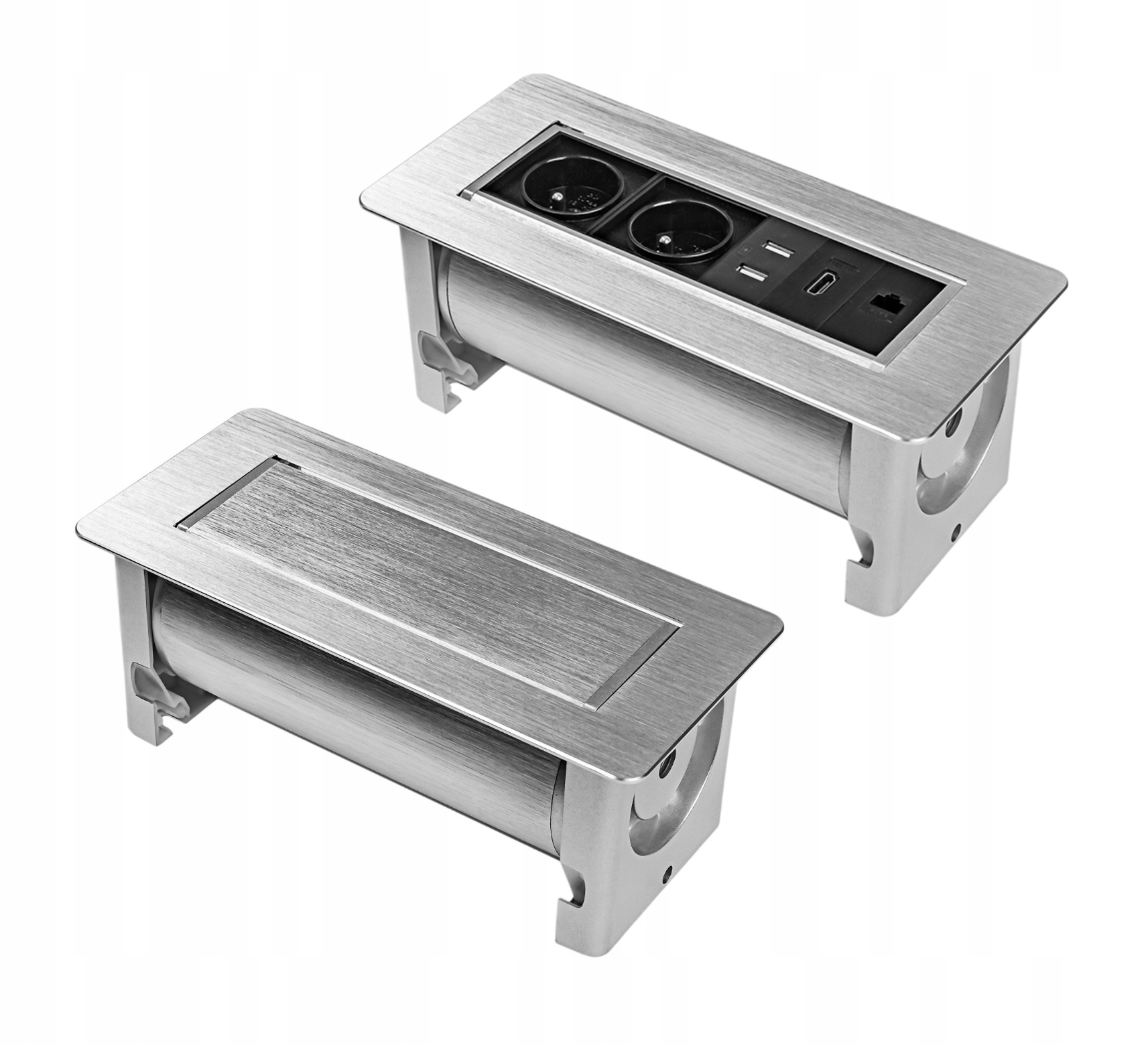 Gniazdo obrotowe wpuszczane do biurka mediaport 230v SPS-O26S