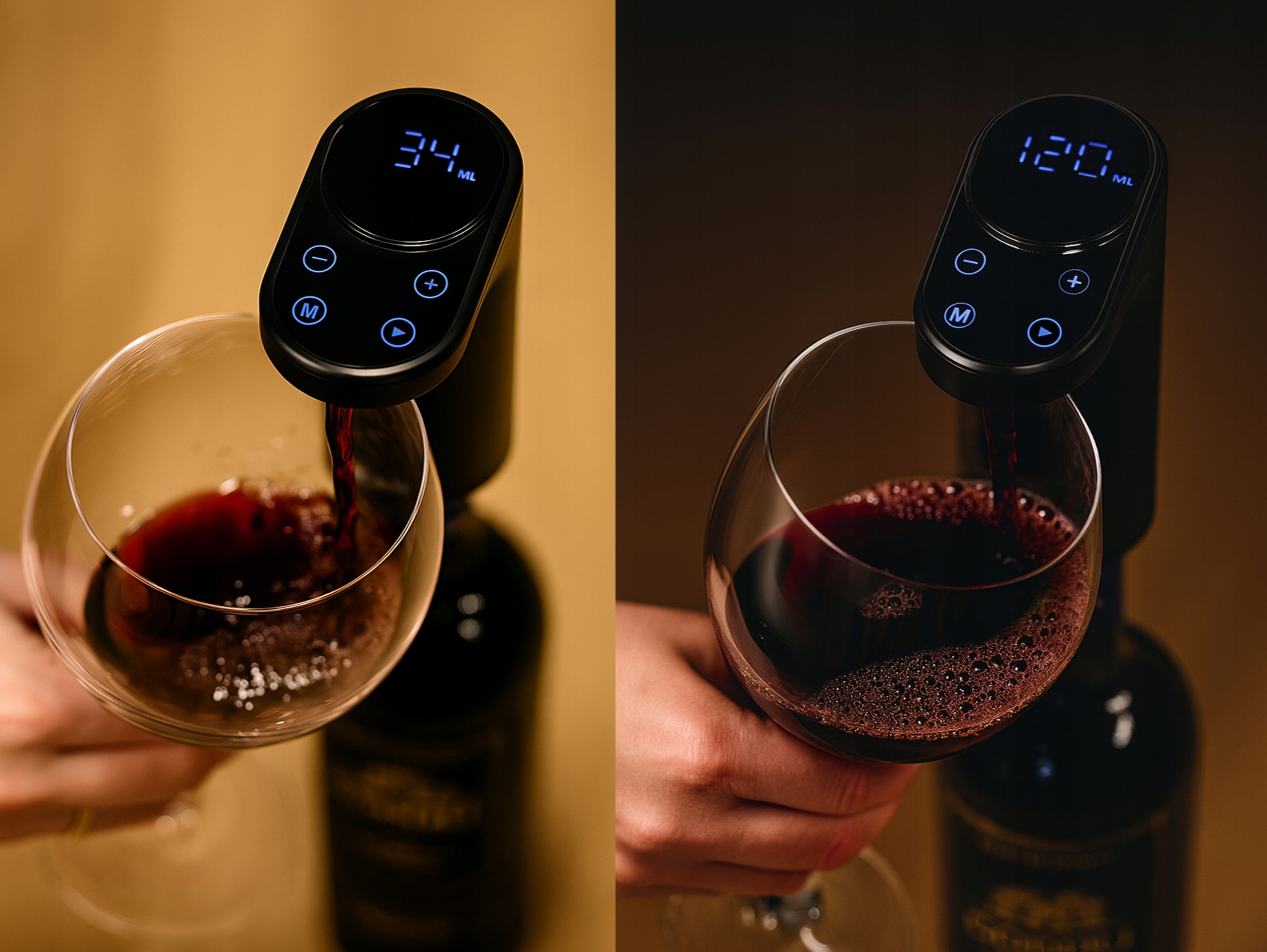 Aeracja wina w trakcie nalewania z dyspensera Warmener™