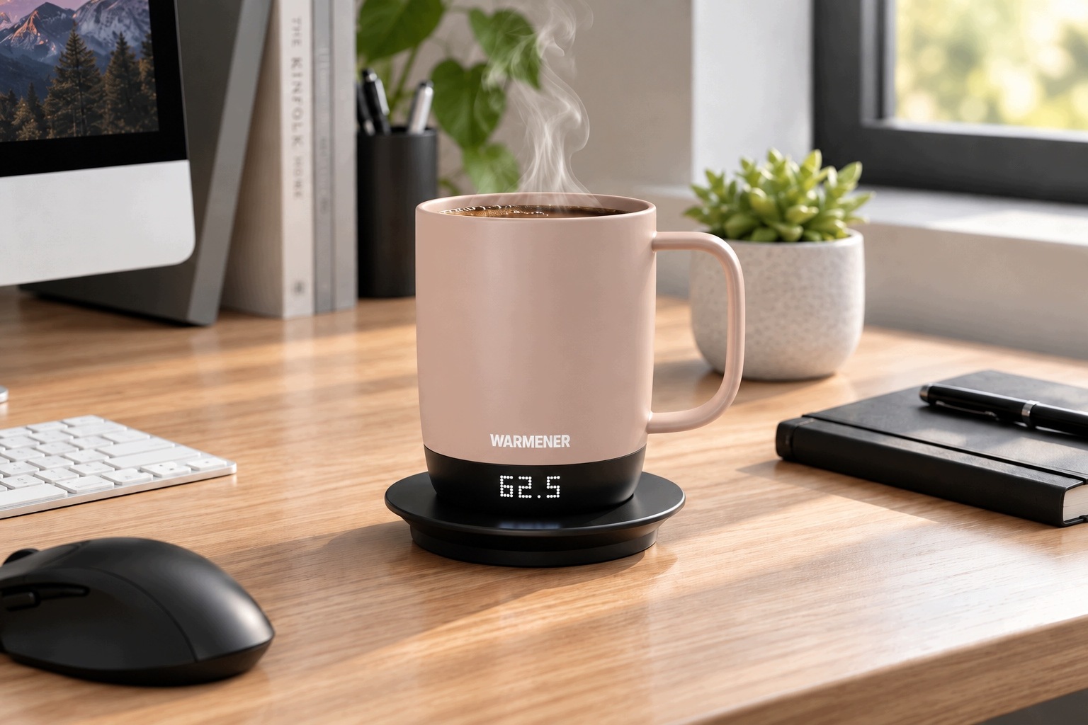 Beżowy Warmener HeatMug — prezentacja produktu