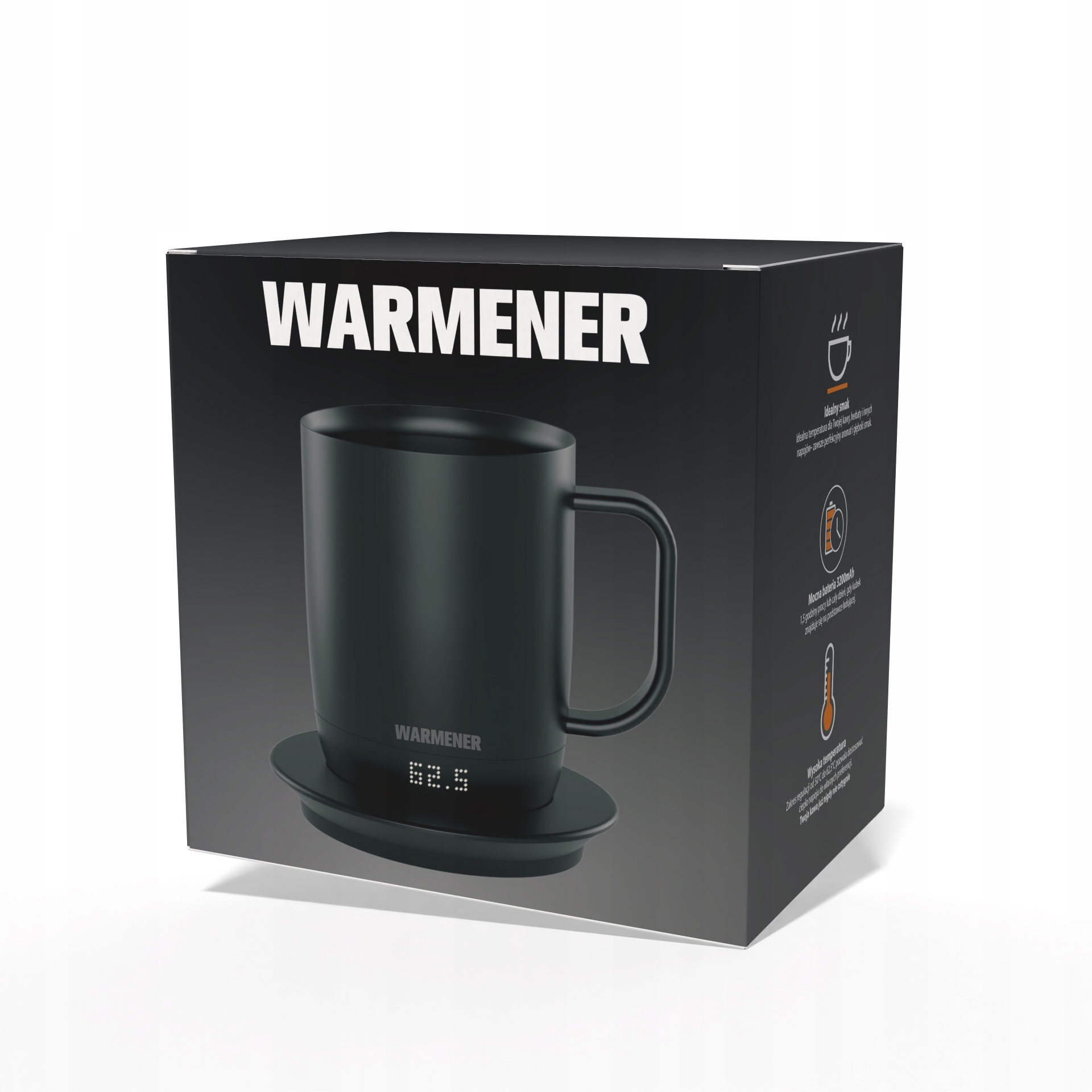 Zestaw Warmener™: kubek, podstawka, kabel USB-C i adapter 18 W