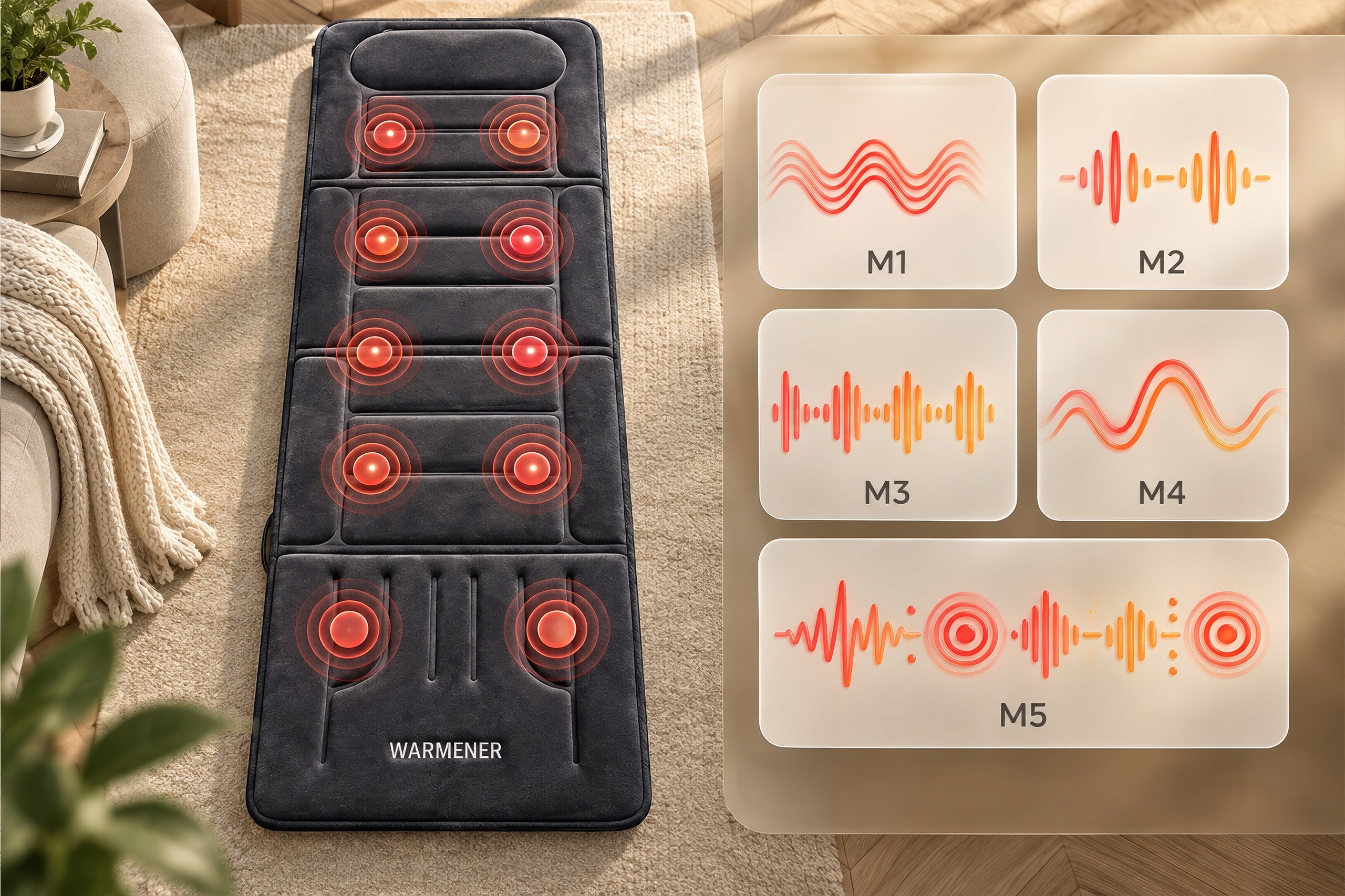 Warmener HeatMat Lite — programy masażu