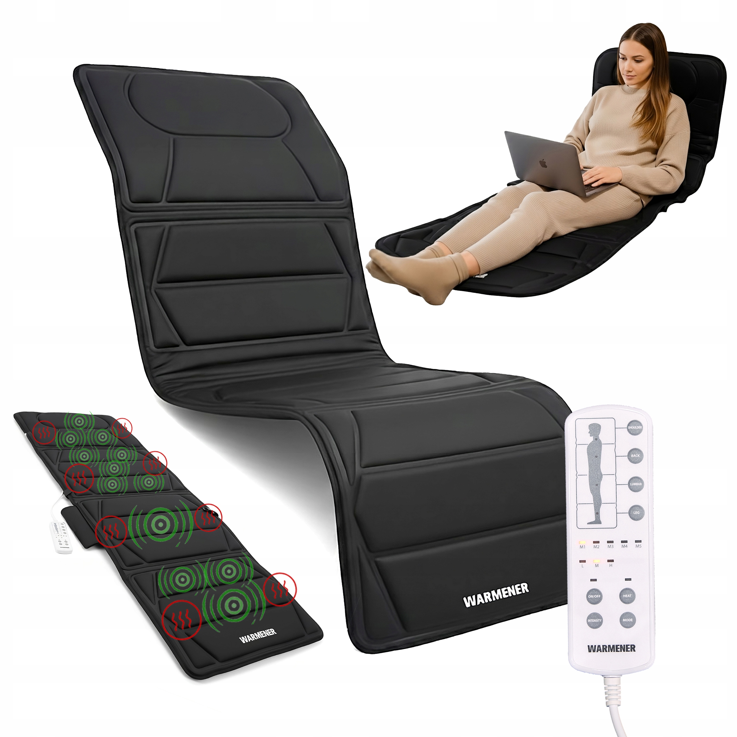 Mata masująca HeatMat Warmener™ rozłożona na sofie