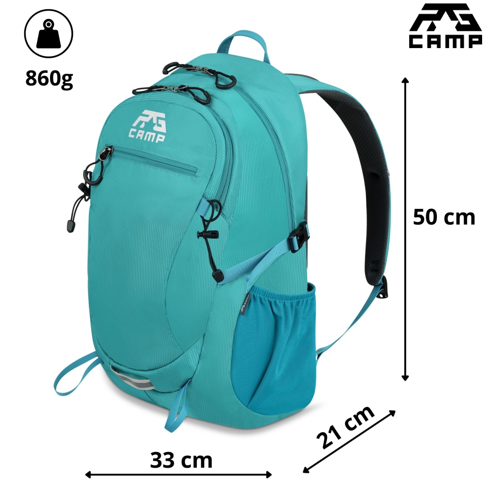 Plecak RG CAMP R30 30L turkusowy – wymiary 50x33x21 cm