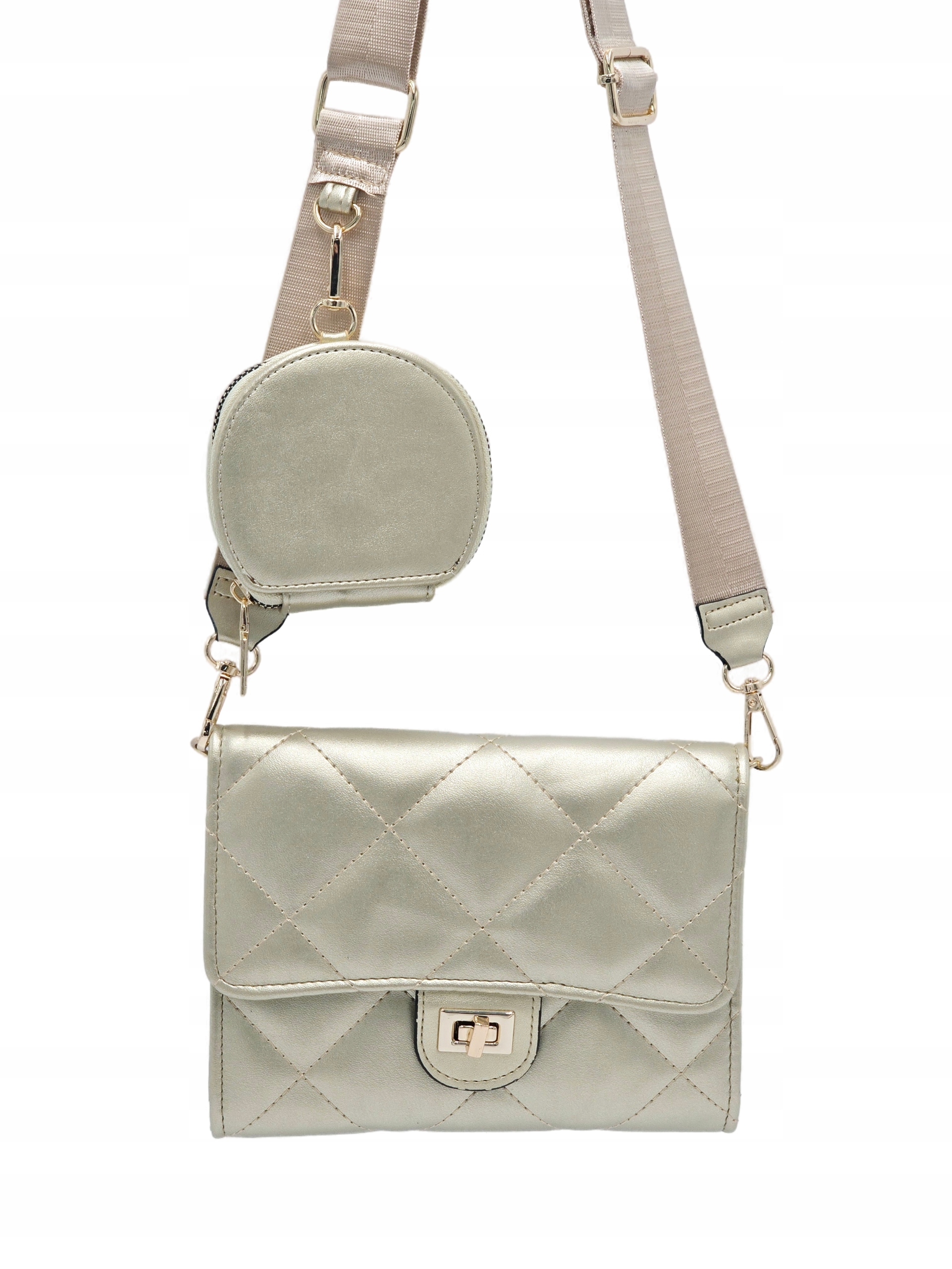 Victoria J. - torebka listonoszka portfelik pikowana złoty VJ-952