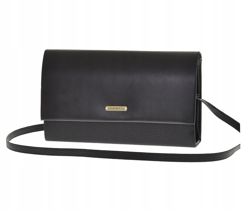 Laura Biaggi - torebka wizytowa kopertowa czarny groszek klapa mat JP40