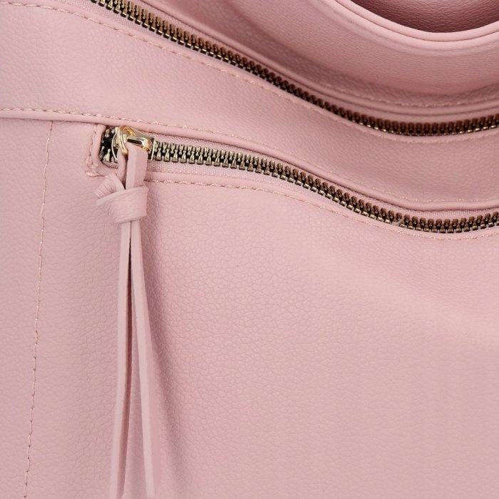 Herisson - torebka worek dwa zamki skóra ekologiczna pudrowy róż 1052L2083