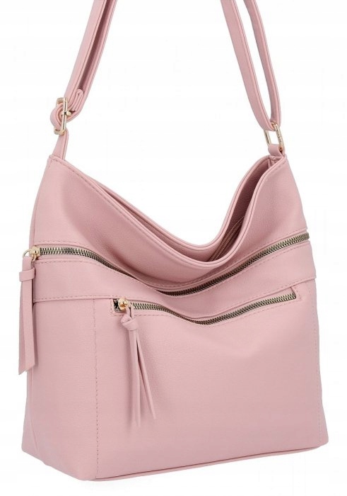 Herisson - torebka worek dwa zamki skóra ekologiczna pudrowy róż 1052L2083