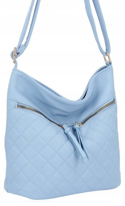 Herisson torebka worek zamek skóra ekologiczna pikowana błękitny 1052L2091