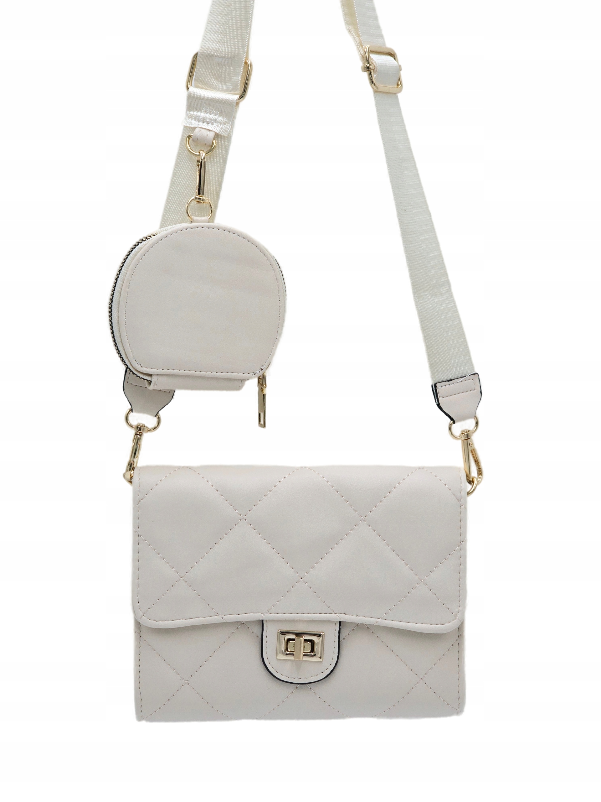 Victoria J. - torebka listonoszka portfelik pikowana beżowy VJ-952