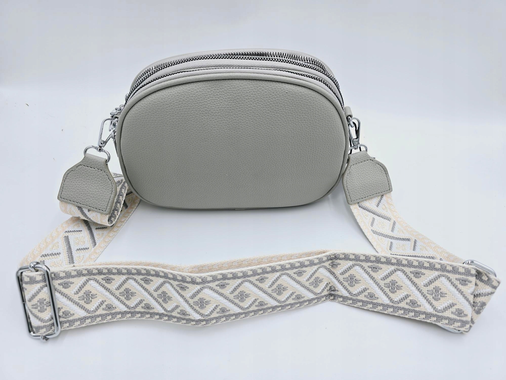 Eric Style - torebka listonoszka skóra ekologiczna pasek BOHO szary H0113