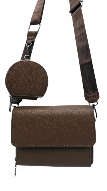 Victoria J. - torebka listonoszka portfelik pasek BOHO czekolada VJ-938