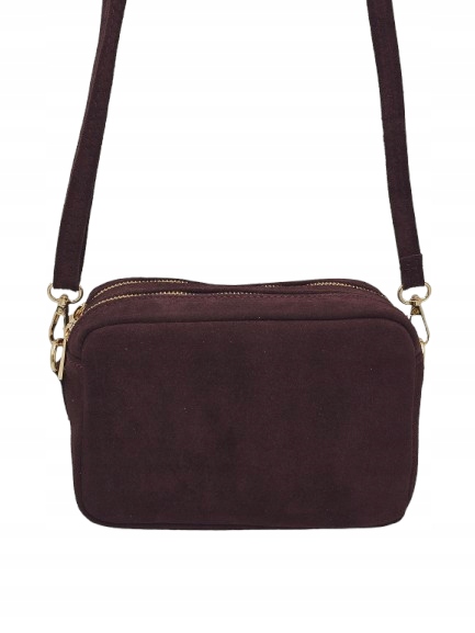 Laura Biaggi - torebka listonoszka skóra naturalna zamsz bordowy TS 66-6360