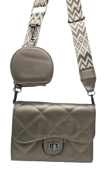 Victoria J. - torebka pikowana portfelik pasek BOHO metaliczny VJ-939