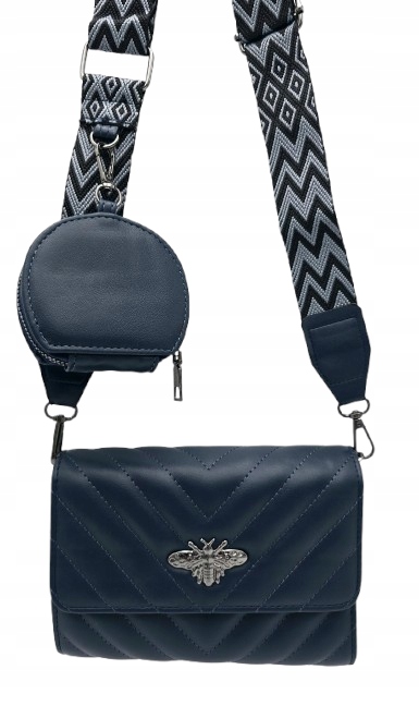 Victoria J. - torebka przeszycia pszczoła pasek BOHO granatowy VJ-942