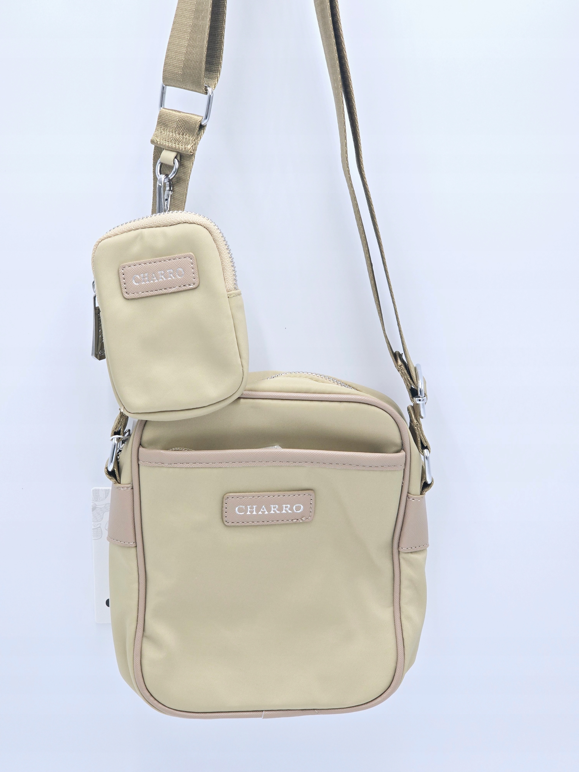 Charro - torebka listonoszka z portfelikiem PVC khaki CH8065-19