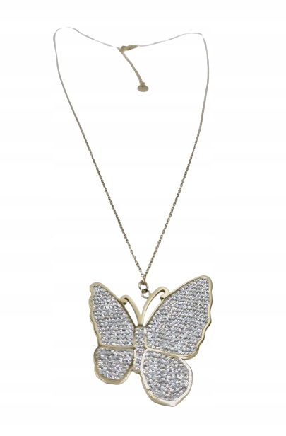 Piękny naszyjnik ze stali chirurgicznej Motyl białe cyrkonie
